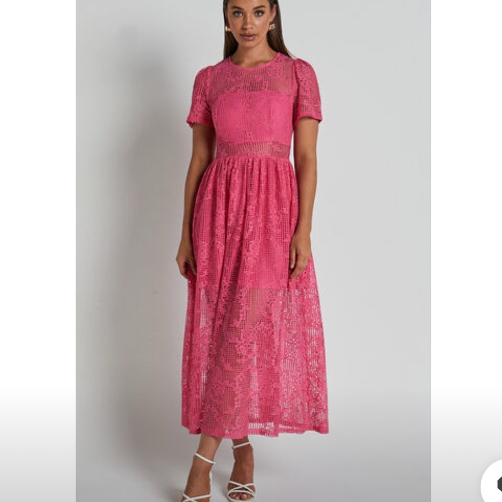 Showpo Fuchsia Lace Midi Dress